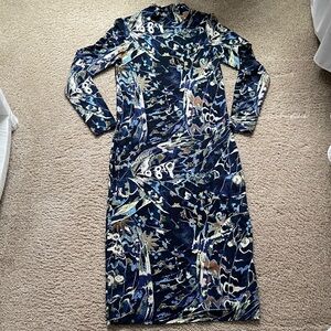 Ted Baker Navy Abstract Long Sleeve Dress